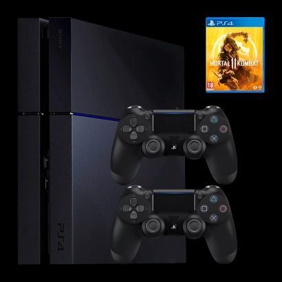 Набір Консоль Sony PlayStation 4 500GB Black Б/У + Геймпад Бездротовий DualShock 4 Version 1 2шт + Гра Mortal Kombat 11 Російські Субтитри 967 фото