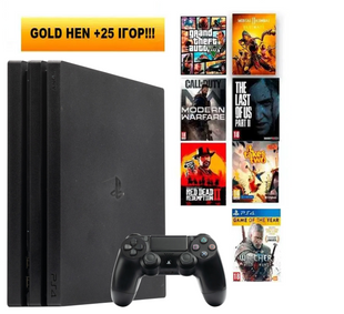 Консоль Sony PlayStation 4 Pro Cuh 70-71xx 1 TB Black Прошита + Встановлені 23 Топовi Гри + Геймпад Бездротовий DualShock 4 Version 2 8298 фото
