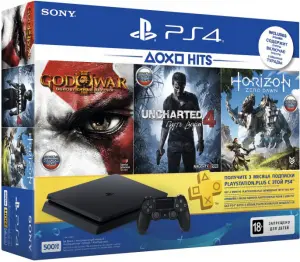 Sony Playstation 4 Slim 500Gb + Horizon Zero Dawn + God Of War III + Uncharted 4 + PS Plus 3 месяца