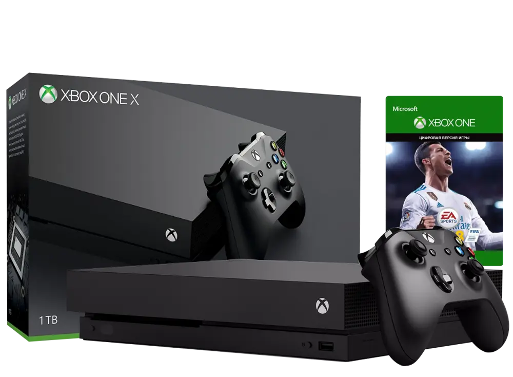 Б.У. Microsoft Xbox One X 1Tb + FIFA 18 + Джойстик