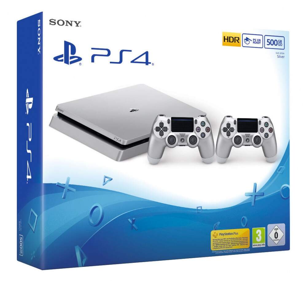 Sony PlayStation 4 Slim 500GB (Silver) + Dualshock 4 (Silver) купить, цены на Консоли 4 с доставкой в интернет магазине игровых приставок SUPER