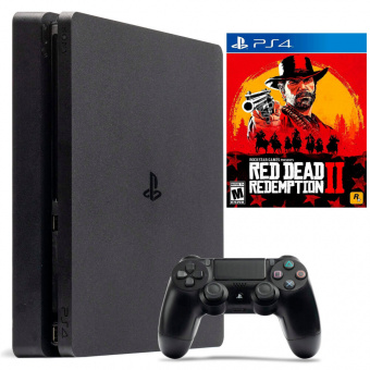 б.у. sony playstation 4 slim 500gb + red dead redemption 2 фото