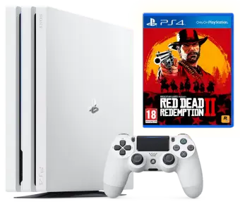 б.у. sony playstation 4 pro 1tb glacier white + red dead redemption 2 фото